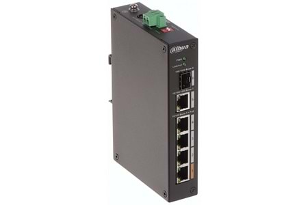 DAHUA PFS3106-4ET-60-V2, 4 Port, Megabit, PoE 60W, 1 Port Gigabit Uplink, 1 Port Gigabit SFP, Yönetilemez, Masaüstü Switch