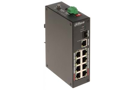 DAHUA PFS3110-8ET-96-V2, 8 Port, Megabit, PoE 96W, 1 Port Gigabit Uplink, 1 Port Gigabit SFP, Yönetilemez, Masaüstü Switch