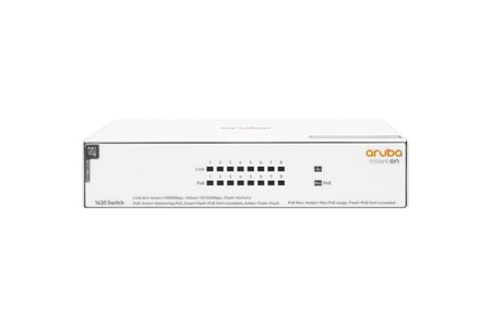HP Aruba Instant On, R8R46A, 1430-8G, 8Port, GigaBit, PoE 64W, Yönetilemez, Masaüstü Switch