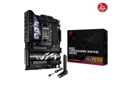 ASUS ROG CROSSHAIR X870E HERO, 4xDDR5, 5xM.2, HDMI, DP, Type-C, PCIe 5.0, 2xWi-Fi 7, Bluetooth v5.4, AM5 Soket GAMING Anakart