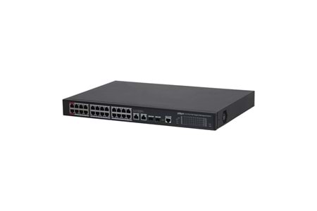 DAHUA S4228-24GT-360, 24 Port, Gigabit, PoE 365W, 2 Port GigaBit Uplink, 2 Port Gigabit Combo SFP, Longe Range 250Mt, Cloud Yönetilebilir, Switch