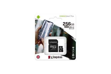KINGSTON SDCS2/256GB, CANVAS, CL10, 100Mb/s, MicroSD Kart Bellek (SD Adaptörlü)