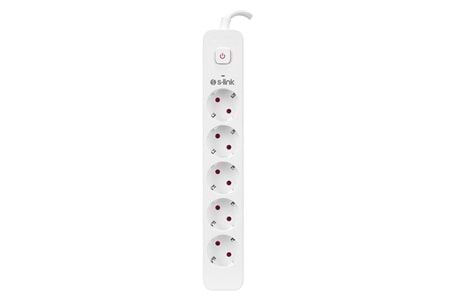 S-LINK SPG501S, 5 Soket, Akım Korumalı Priz, 1.5Mt Kablo, 750 Joule (Beyaz) %100 Bakır