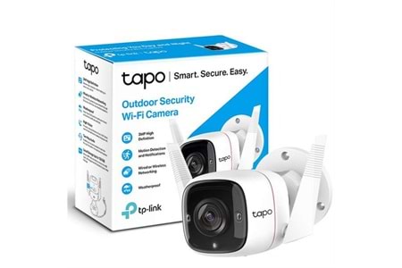 TP-LINK Tapo C310, 3,0Mpix, İç ve Dış Mekan, IP66, WiFi, 30Mt. Gece Görüşü, İki Yönlü Ses Güvenlik Kamerası