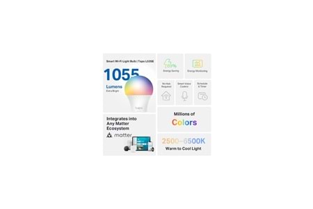 TP-LINK Tapo L535E, Wi-Fi, 75W, 1055 Lümen, Çok Renkli, Akıllı Ampul