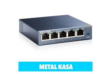 TP-LINK TL-SG105, 5 Port, GigaBit, Yönetilemez, Metal Kasa, Masaüstü Switch