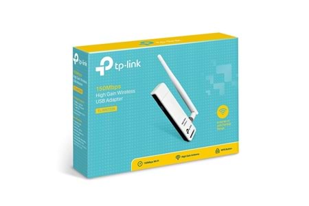 TP-LINK TL-WN722N, 150Mbp, 2.4Ghz, 4dBi Anten, USB2.0, WIRELESS ETHERNET