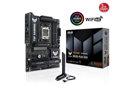 ASUS TUF GAMING B650E-PLUS WIFI, 4xDDR5, 3xM.2, DP, HDMI, Type-C, Wi-Fi 6E, Bluetooth v5.3, AM5 Soket Gaming Anakart
