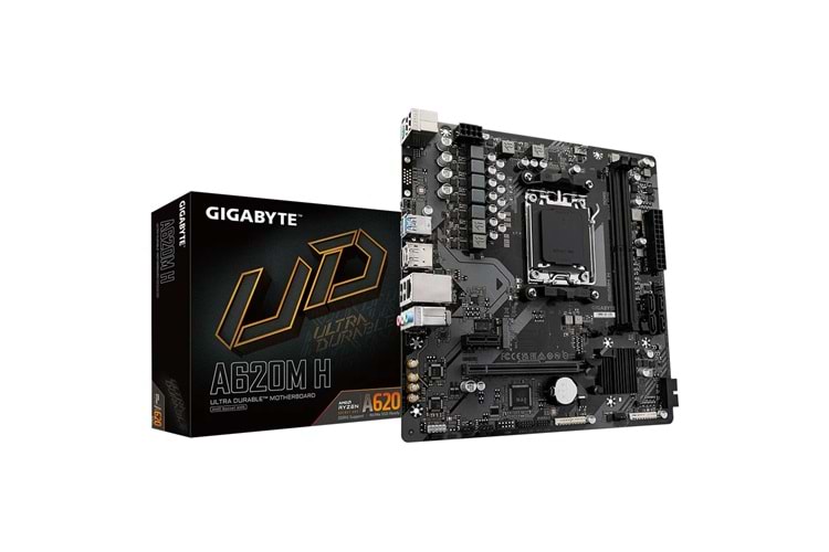 GIGABYTE A620M H, rev.1.2, 6400MHz, 2xDDR5, 1x M.2, HDMI, DP, AM5 Soket Anakart
