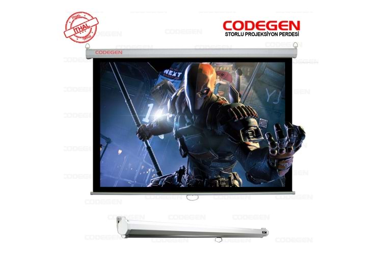 Codegen AX-24 STORLU PROJEKSİYON PERDESİ 240x200 (Arkası Siyah Fonlu - Duvar/Tavan Asılabilir)