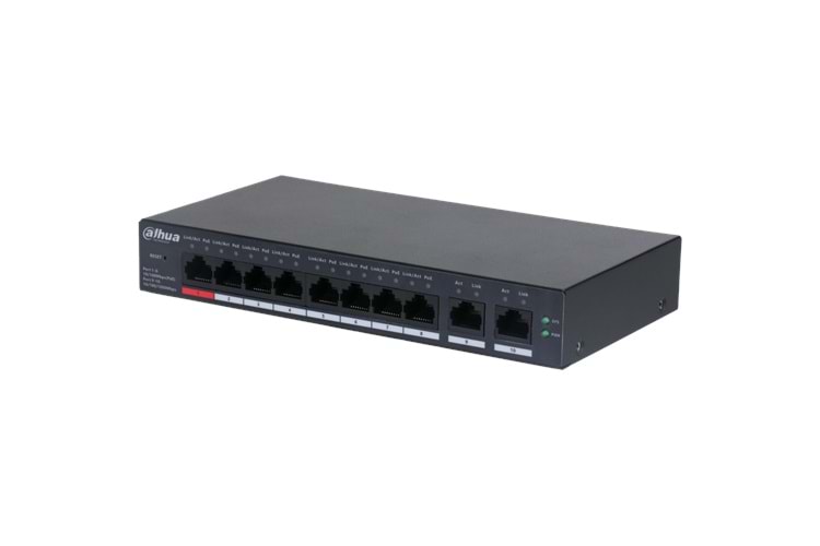 DAHUA CS4010-8ET-110, 8 Port, Megabit, PoE 110W, 2 Port Uplink, Cloud Yönetilebilir, Switch