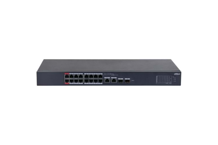 DAHUA CS4218-16ET-240, 16Port, Megabit, PoE 240W, 2 Port SFP Gigabit Combo, Cloud Yönetilebilir, Switch