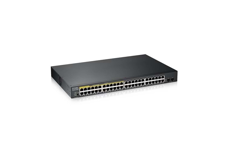 ZyXEL GS1900-48HP V2, 48 Port, Gigabit, 24 Port PoE 170W, 2 Port GigaBit SFP, Yönetilebilir, Rackmount Switch