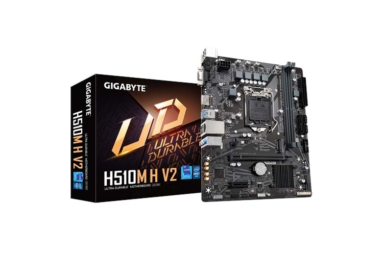 GIGABYTE H510M H V2, rev.1.0, 3200Mhz, 2xDDR4, M.2, D-SUB, HDMI, 10-11.Nesil, LGA1200 Soket, Anakart