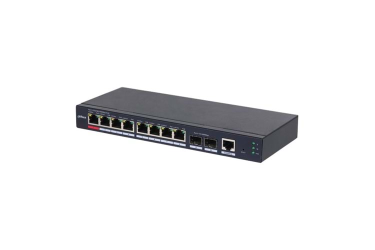 DAHUA S4210-8GT-110, 8 Port, Gigabit, PoE 110W, 2 Port Gigabit Uplink, Longe Range 250Mt., Cloud Yönetilebilir, Switch