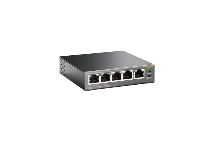 TP-LINK TL-SG1005P, 5 Port, GigaBit, 4 Port PoE 56W, Yönetilemez, Metal Kasa, Masaüstü Switch