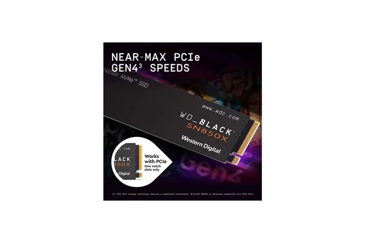WD Black SN850X, WDS100T2X0E, 1TB, 7300/6300, Gen4, NVMe PCIe M.2 2280, SSD